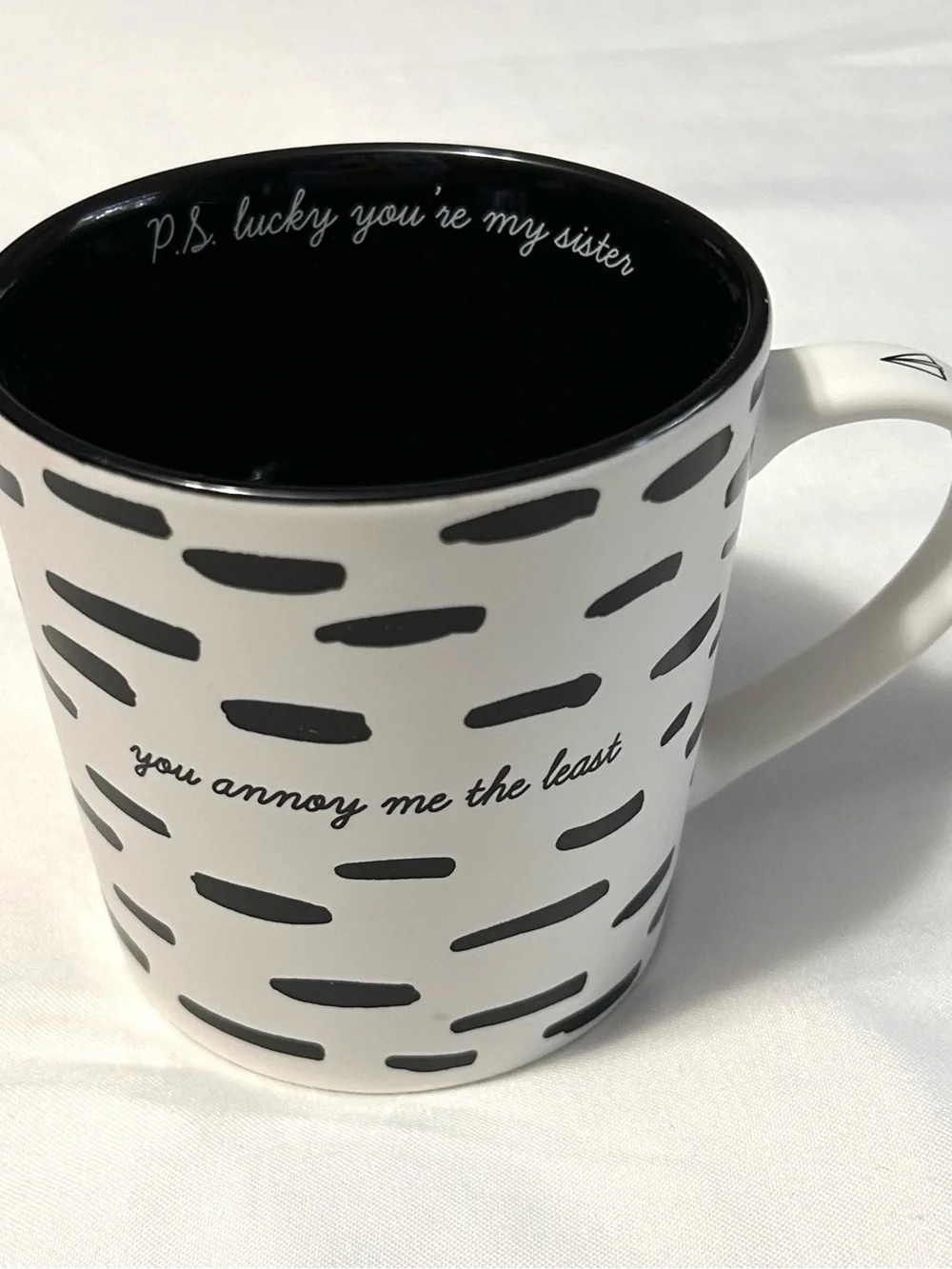 You Annoy Me The Least Sister Black & White Ceramic Coffee Mug Funny 18oz